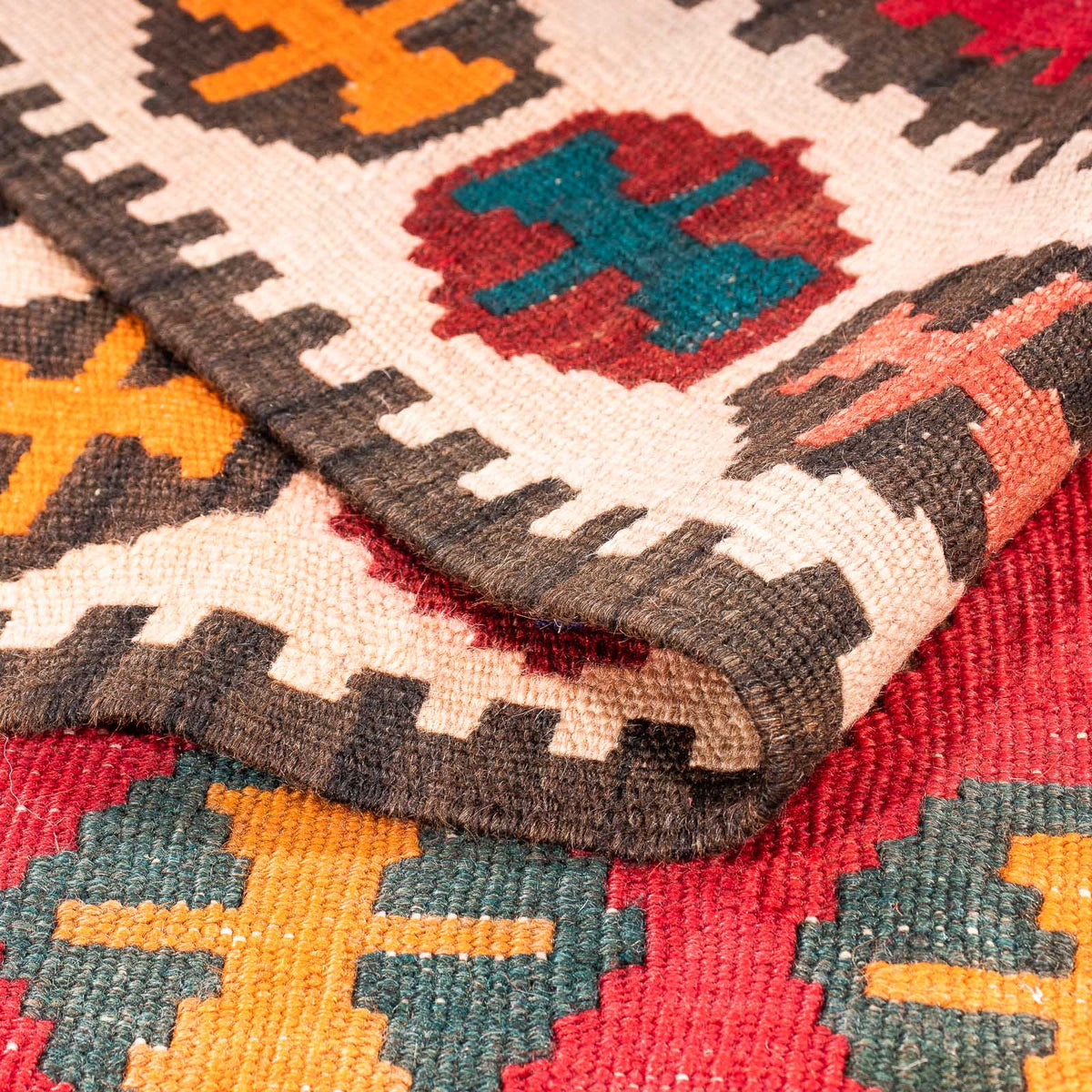 Løber Kelim-tæppe - gammelt - 323 x 167 cm - flerfarvet