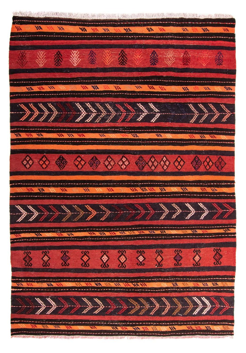Kelim-tæppe - gammelt - 225 x 165 cm - flerfarvet