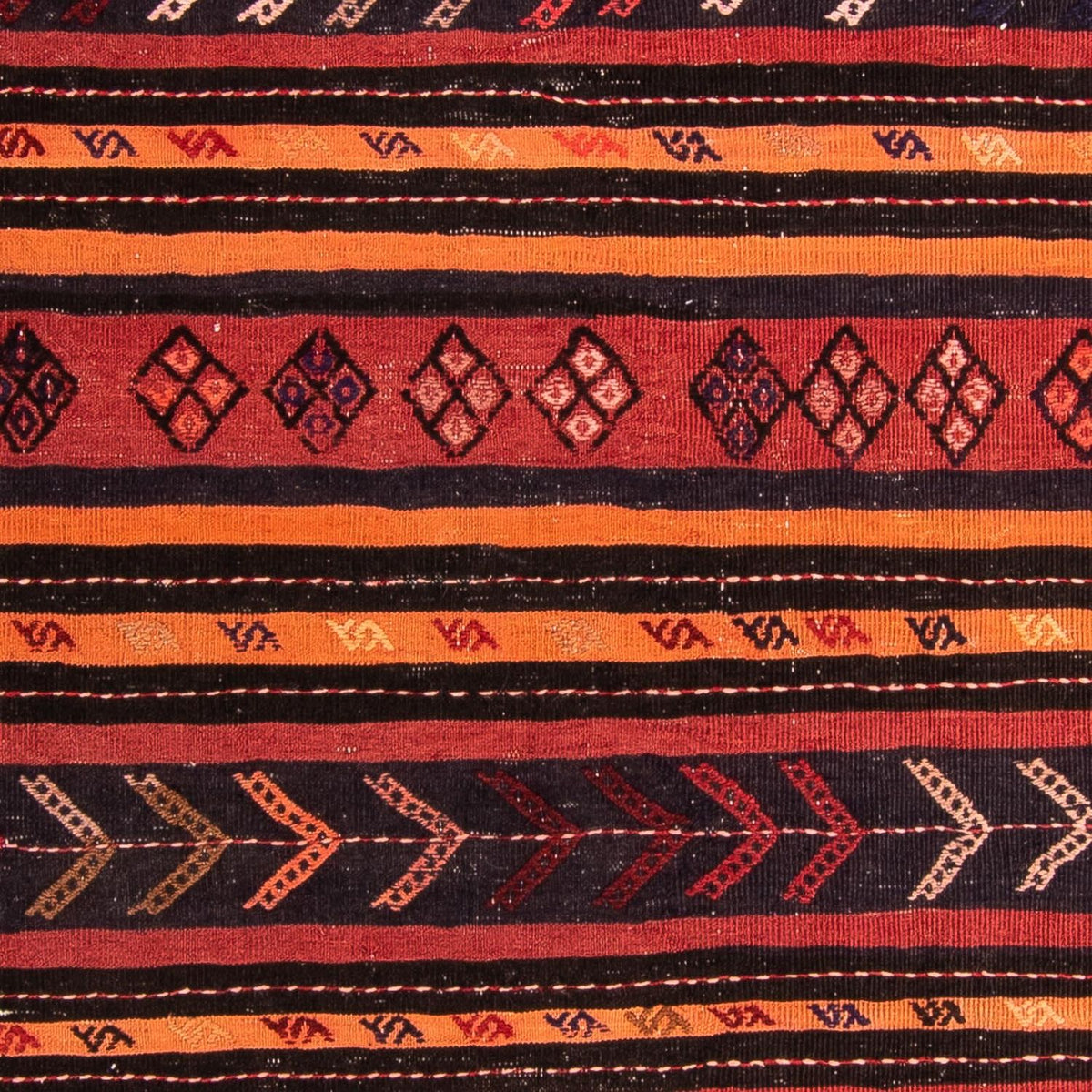 Kelim-tæppe - gammelt - 225 x 165 cm - flerfarvet