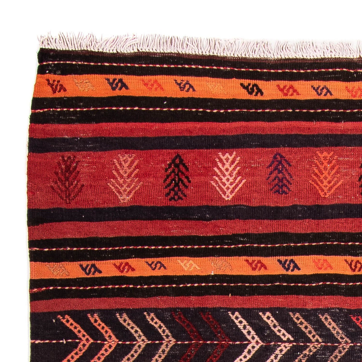 Kelim-tæppe - gammelt - 225 x 165 cm - flerfarvet