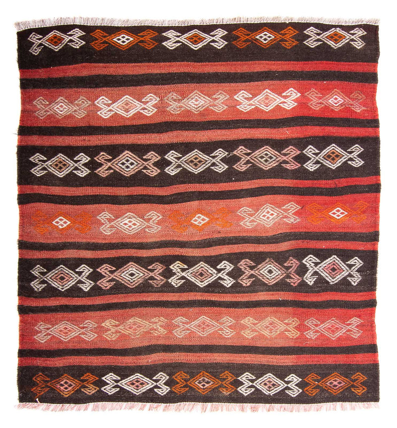 Kelim-tæppe - gammelt firkantet  - 135 x 115 cm - flerfarvet