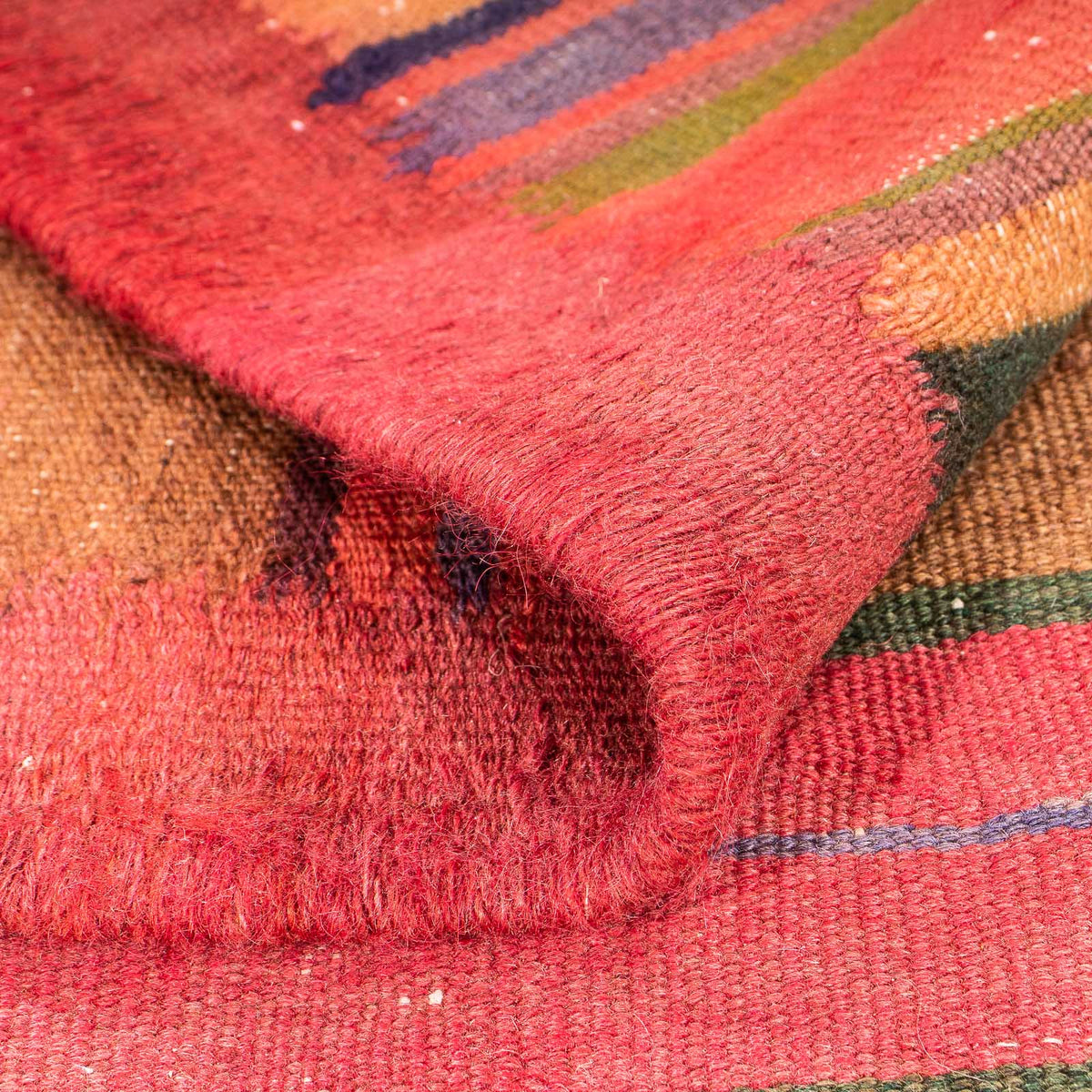 Kelim-tæppe - gammelt - 235 x 155 cm - flerfarvet