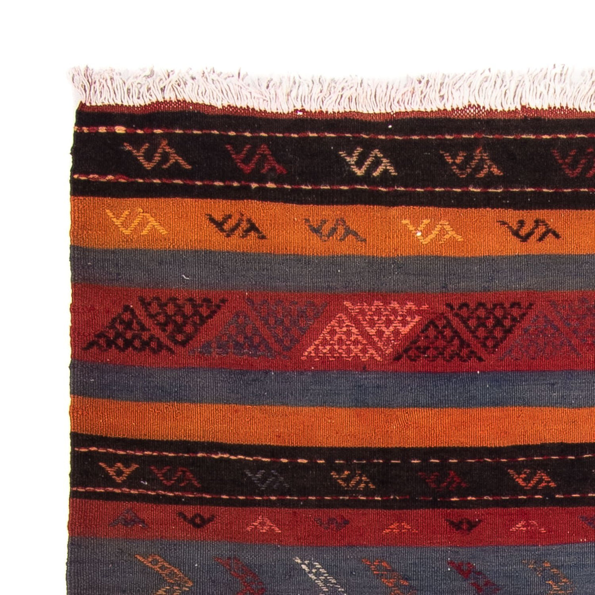 Kelim-tæppe - gammelt - 205 x 160 cm - flerfarvet