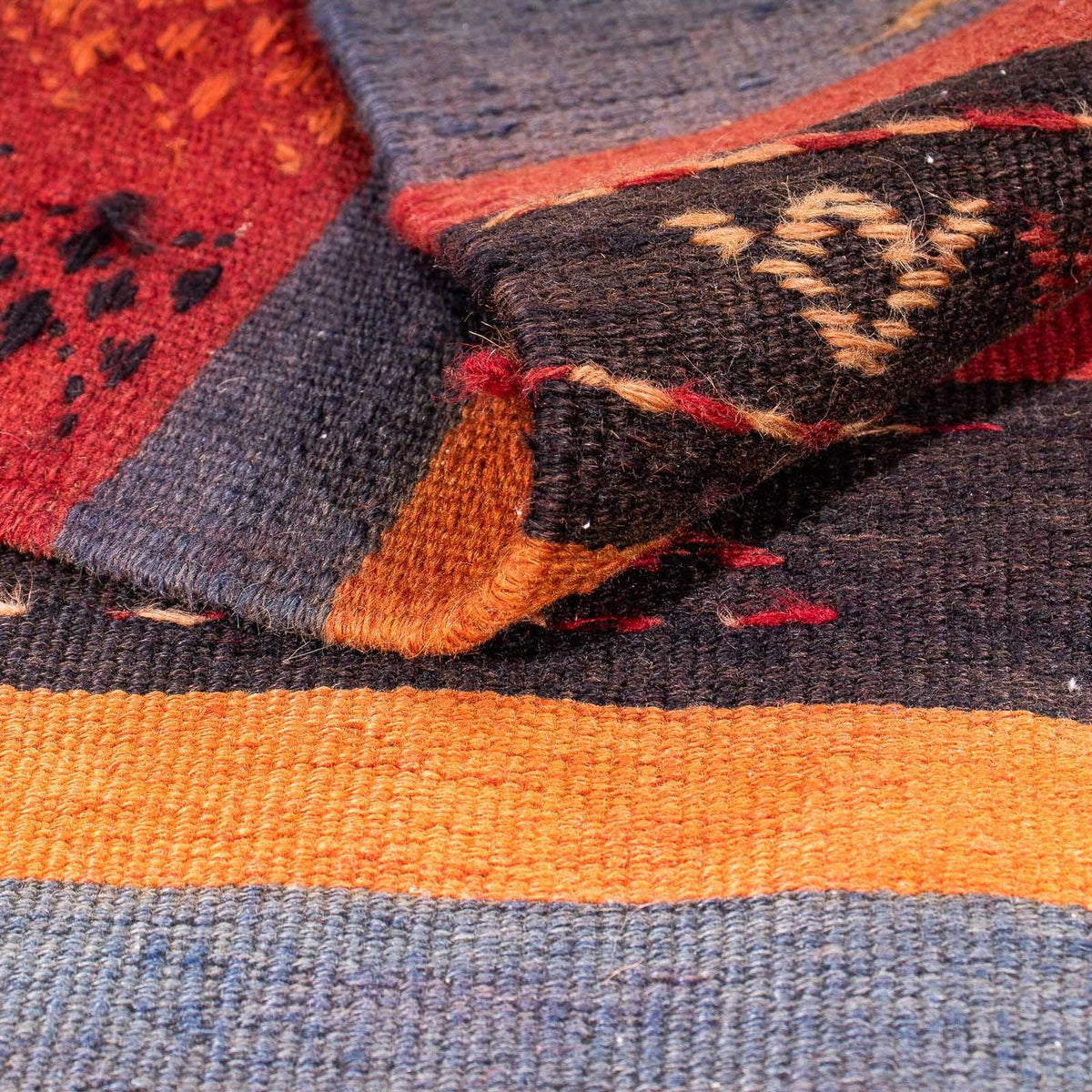 Kelim-tæppe - gammelt - 205 x 160 cm - flerfarvet