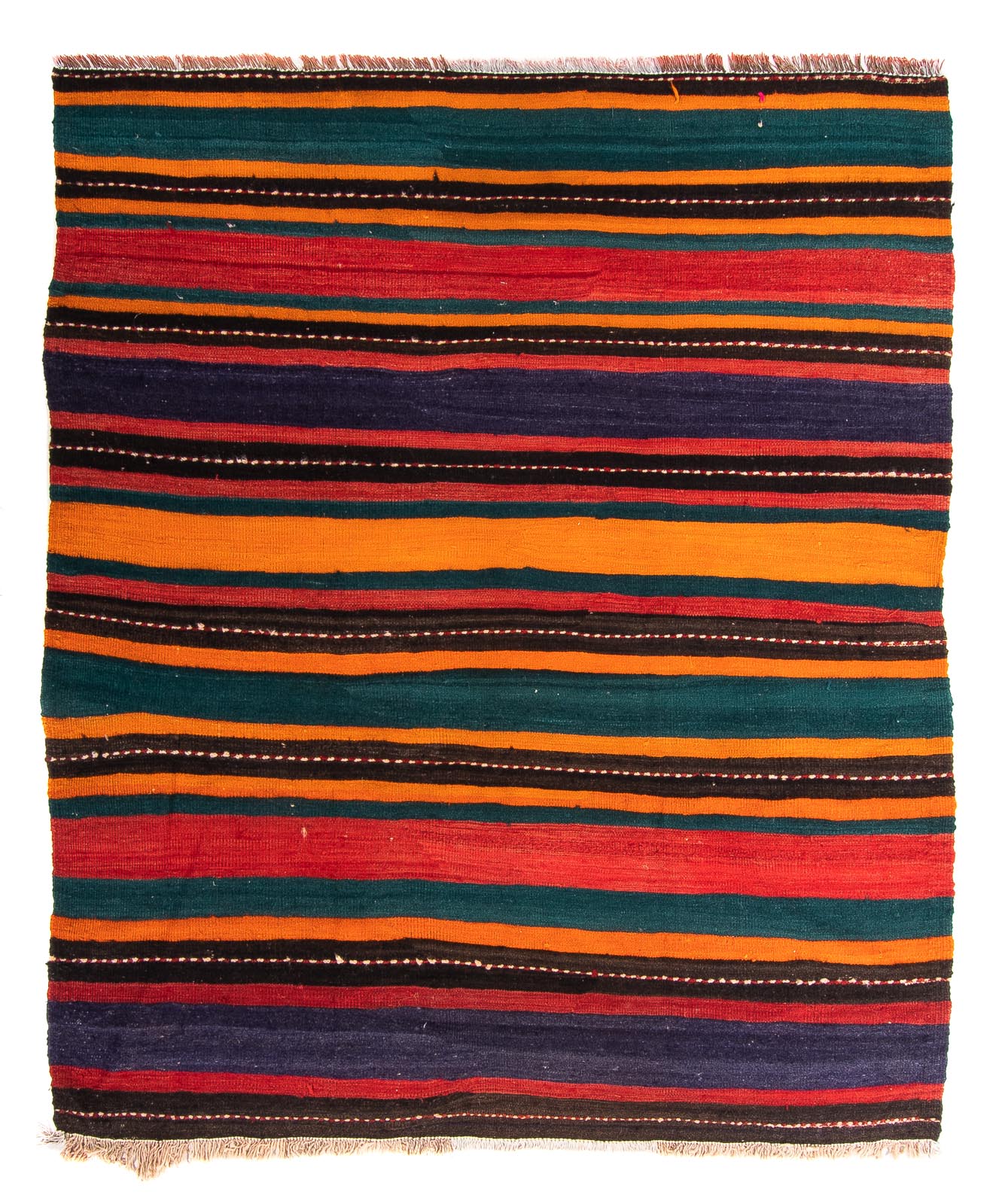 Kelim-tæppe - gammelt - 195 x 160 cm - flerfarvet