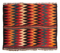 Kelim-tæppe - gammelt firkantet  - 125 x 100 cm - flerfarvet