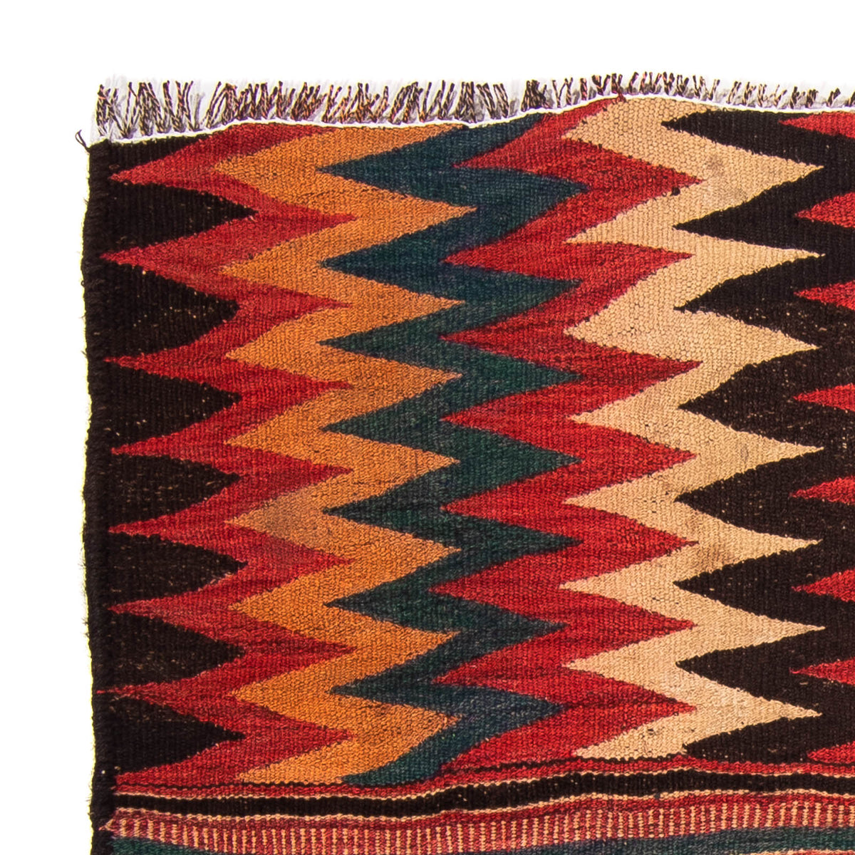 Kelim-tæppe - gammelt firkantet  - 125 x 100 cm - flerfarvet