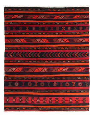 Kelim-tæppe - gammelt - 200 x 170 cm - flerfarvet