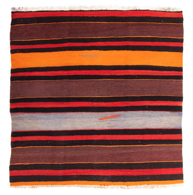 Kelim-tæppe - gammelt - 150 x 140 cm - flerfarvet