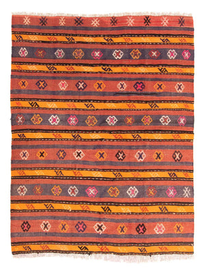 Kelim-tæppe - gammelt firkantet  - 185 x 150 cm - flerfarvet