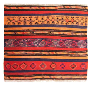 Kelim-tæppe - gammelt firkantet  - 150 x 125 cm - flerfarvet