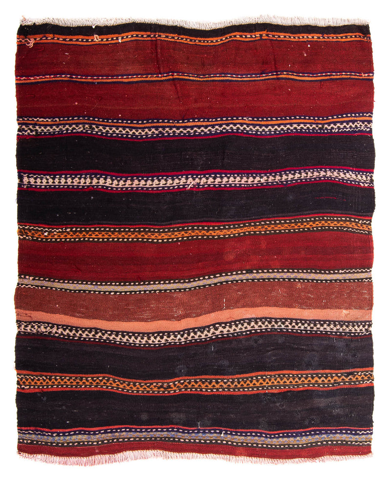 Kelim-tæppe - gammelt - 130 x 120 cm - flerfarvet