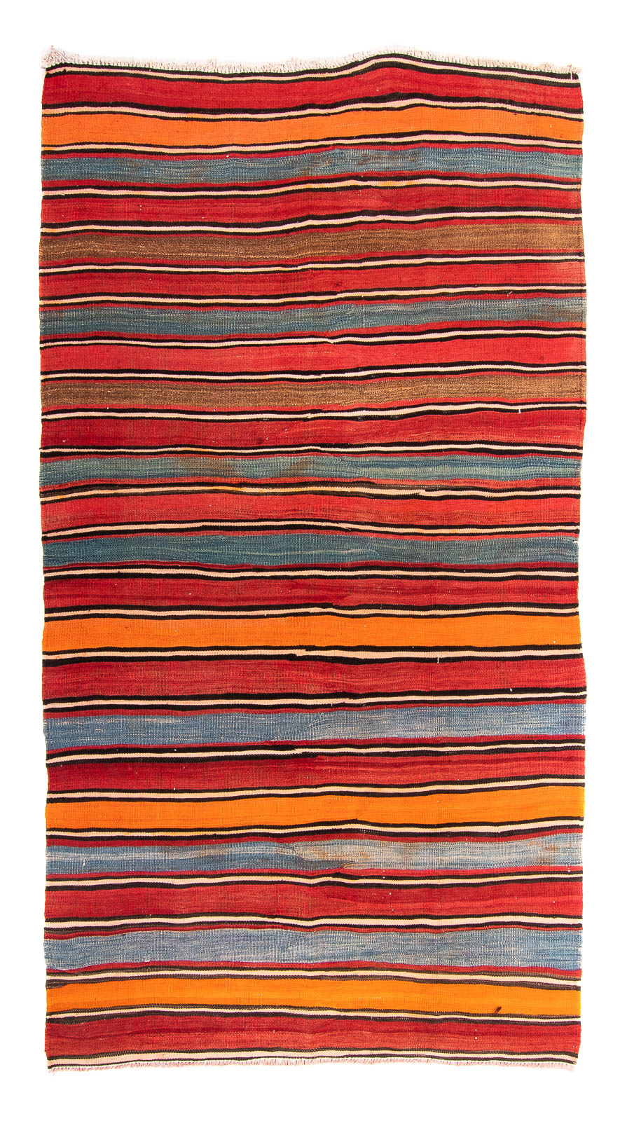 Kelim-tæppe - gammelt - 227 x 140 cm - flerfarvet