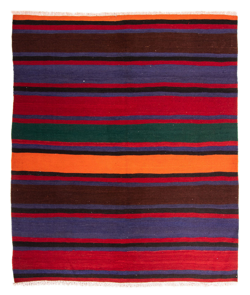 Kelim-tæppe - gammelt - 210 x 180 cm - flerfarvet