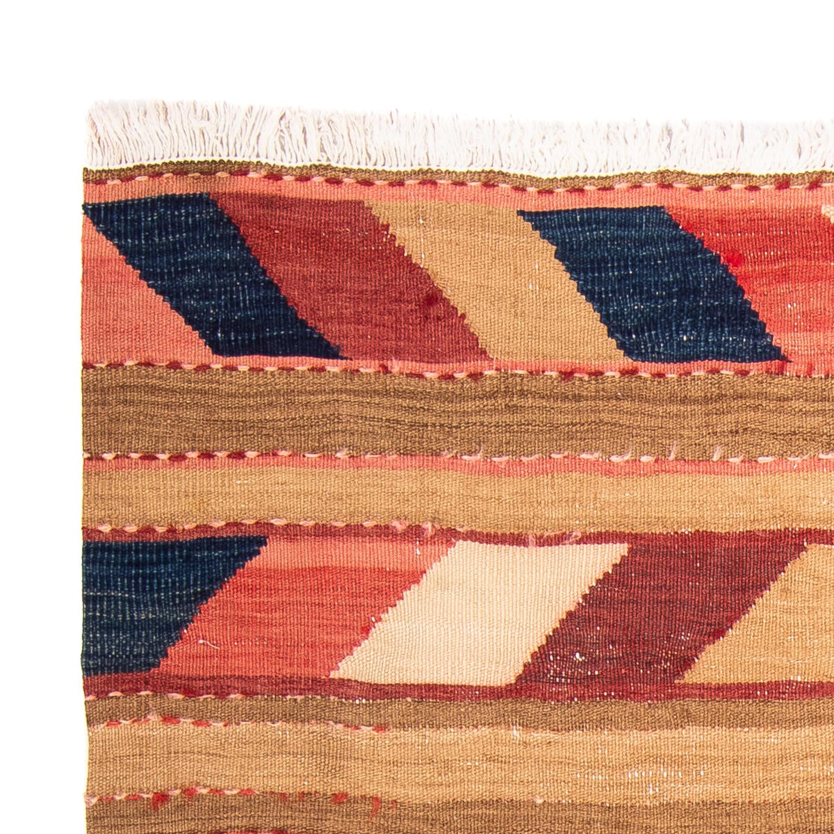 Kelim-tæppe - gammelt - 130 x 110 cm - flerfarvet