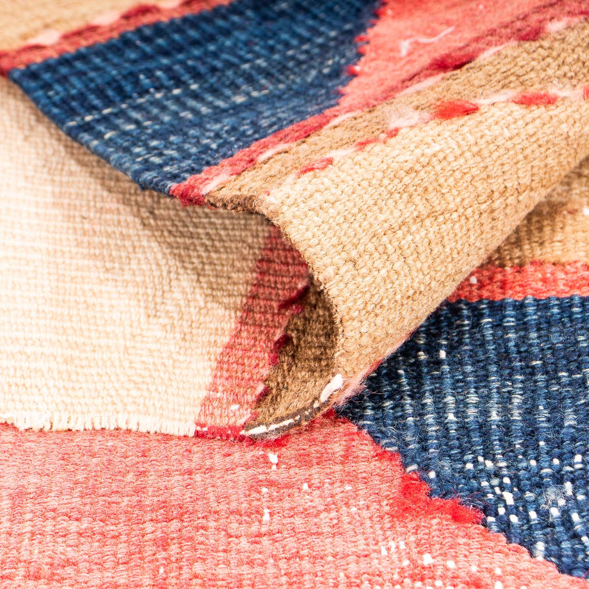 Kelim-tæppe - gammelt - 130 x 110 cm - flerfarvet