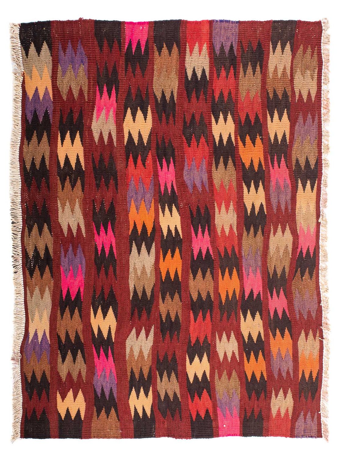 Kelim-tæppe - gammelt - 114 x 90 cm - flerfarvet