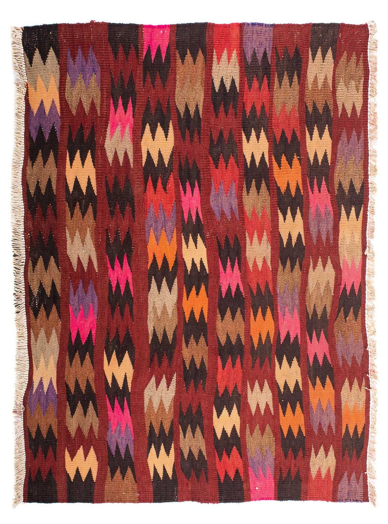 Kelim-tæppe - gammelt - 114 x 90 cm - flerfarvet