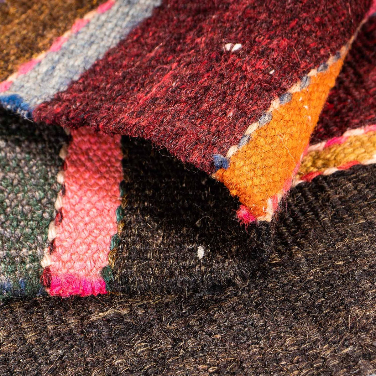 Kelim-tæppe - gammelt - 115 x 85 cm - flerfarvet