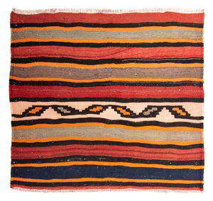 Kelim-tæppe - gammelt firkantet  - 130 x 120 cm - flerfarvet