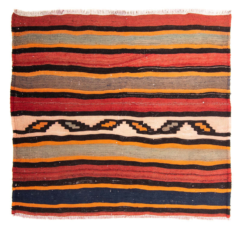Kelim-tæppe - gammelt firkantet  - 130 x 120 cm - flerfarvet