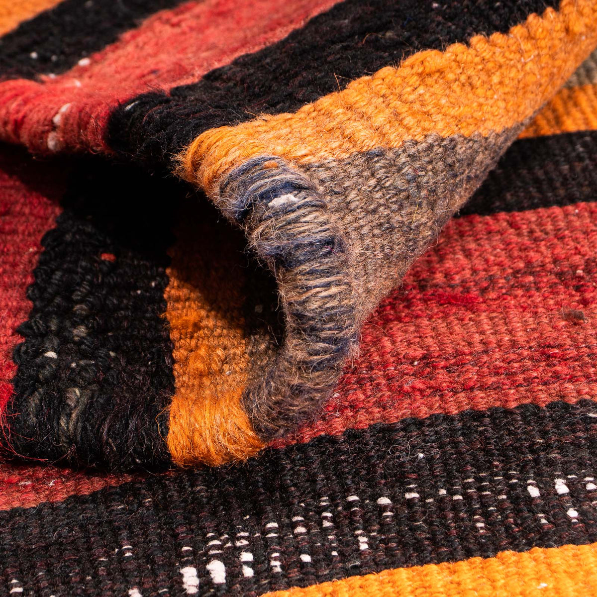 Kelim-tæppe - gammelt firkantet  - 130 x 120 cm - flerfarvet