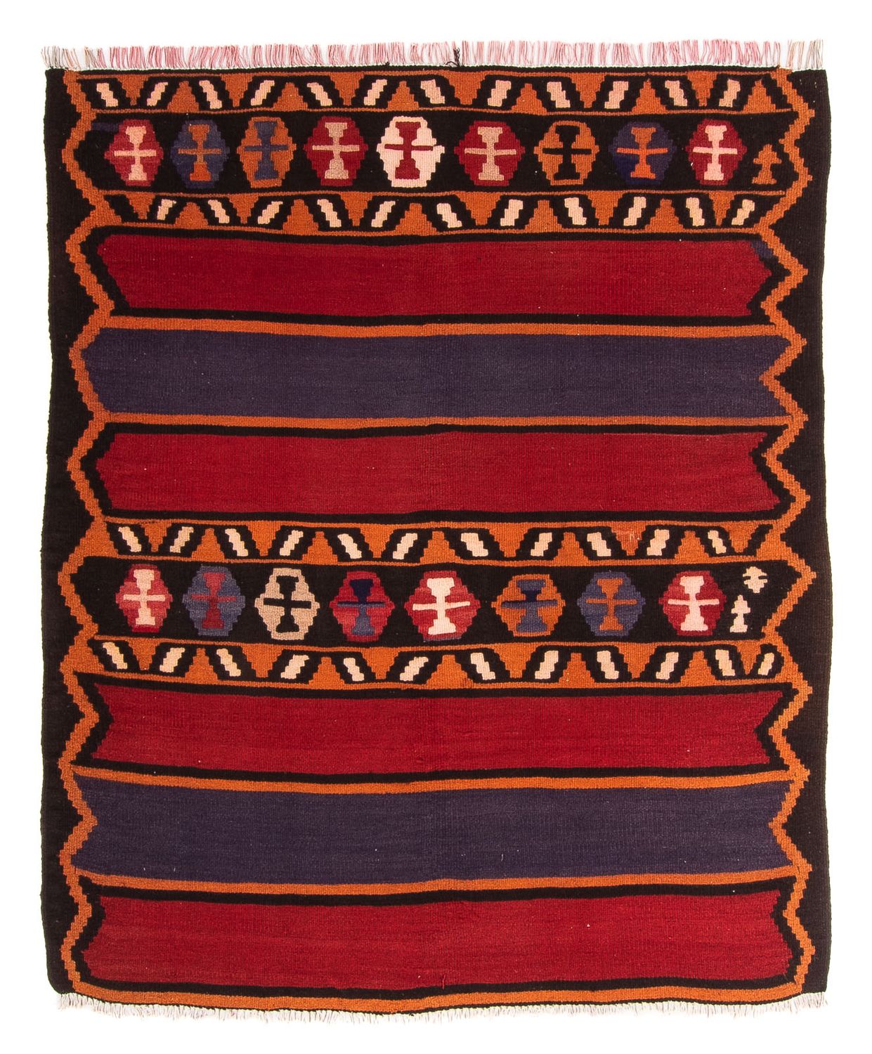 Kelim-tæppe - gammelt - 180 x 145 cm - flerfarvet