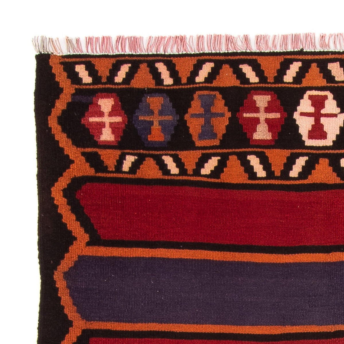 Kelim-tæppe - gammelt - 180 x 145 cm - flerfarvet