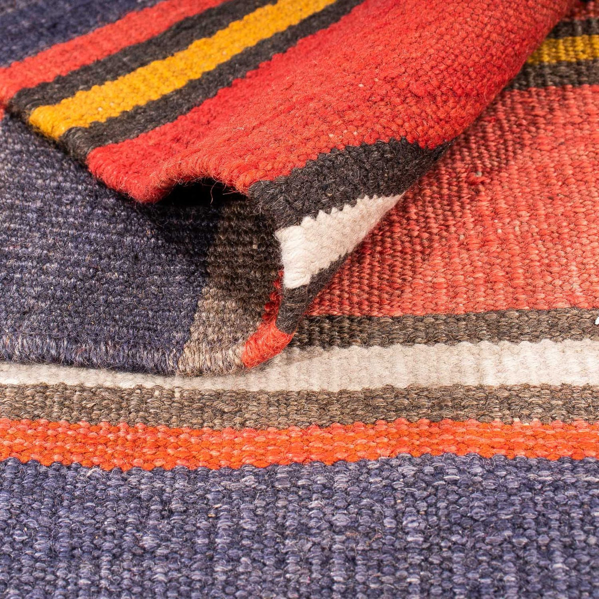 Kelim-tæppe - gammelt - 205 x 150 cm - flerfarvet