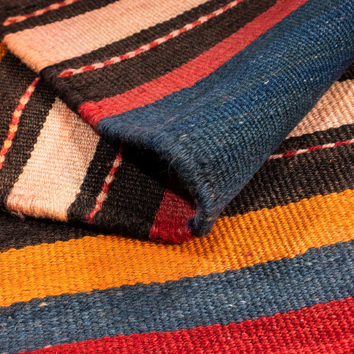 Kelim-tæppe - gammelt - 200 x 165 cm - flerfarvet