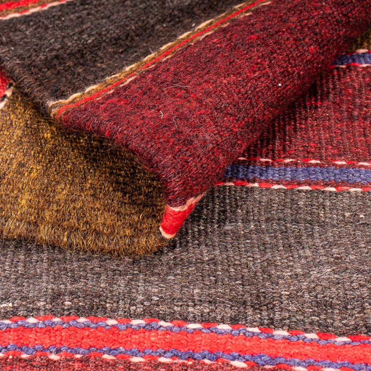 Kelim-tæppe - gammelt - 200 x 160 cm - flerfarvet