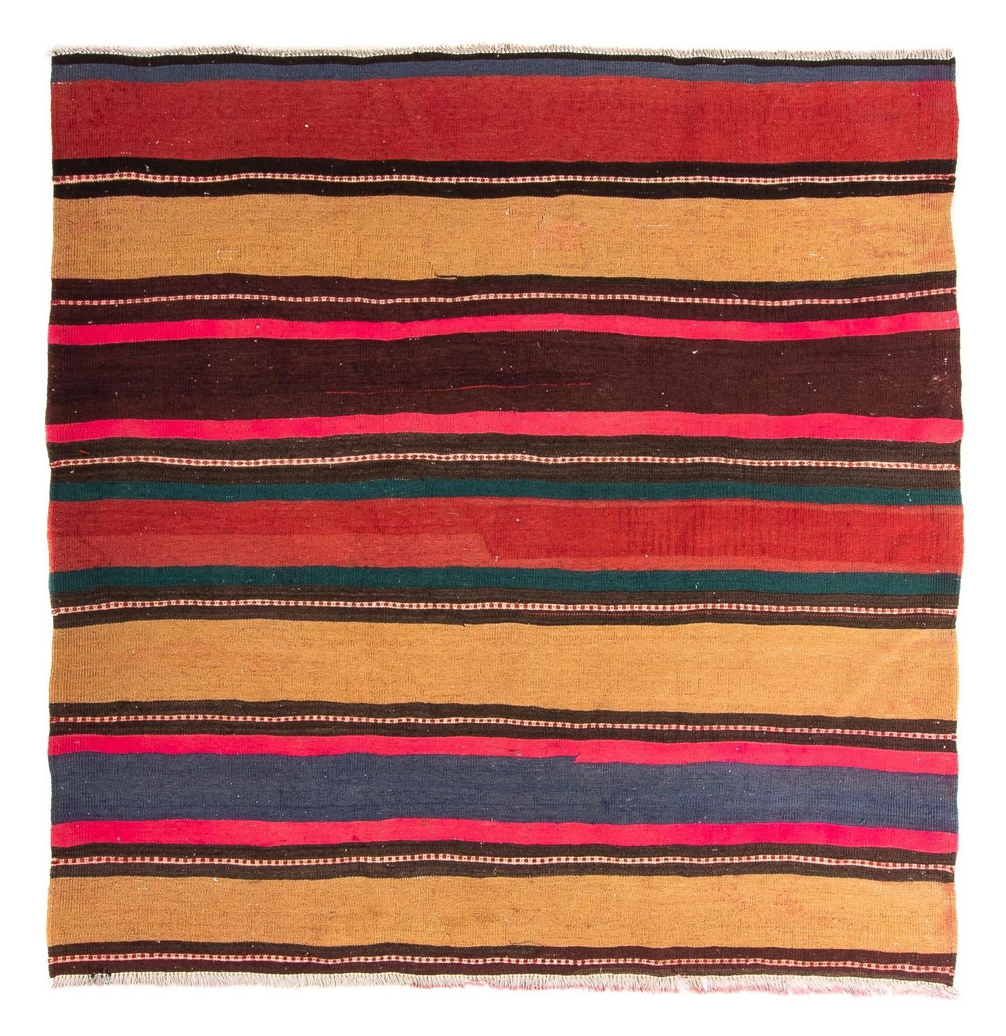 Kelim-tæppe - gammelt firkantet  - 175 x 170 cm - flerfarvet