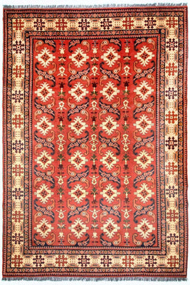 Afghansk tæppe - Hatshlu - 338 x 257 cm - rød