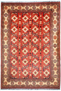 Afghansk tæppe - Hatshlu - 338 x 257 cm - rød