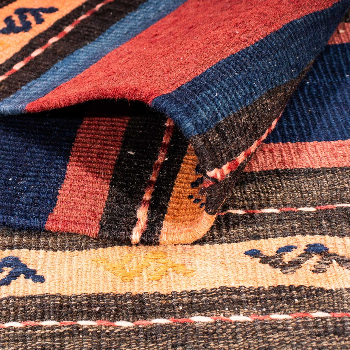 Kelim-tæppe - gammelt - 205 x 150 cm - flerfarvet