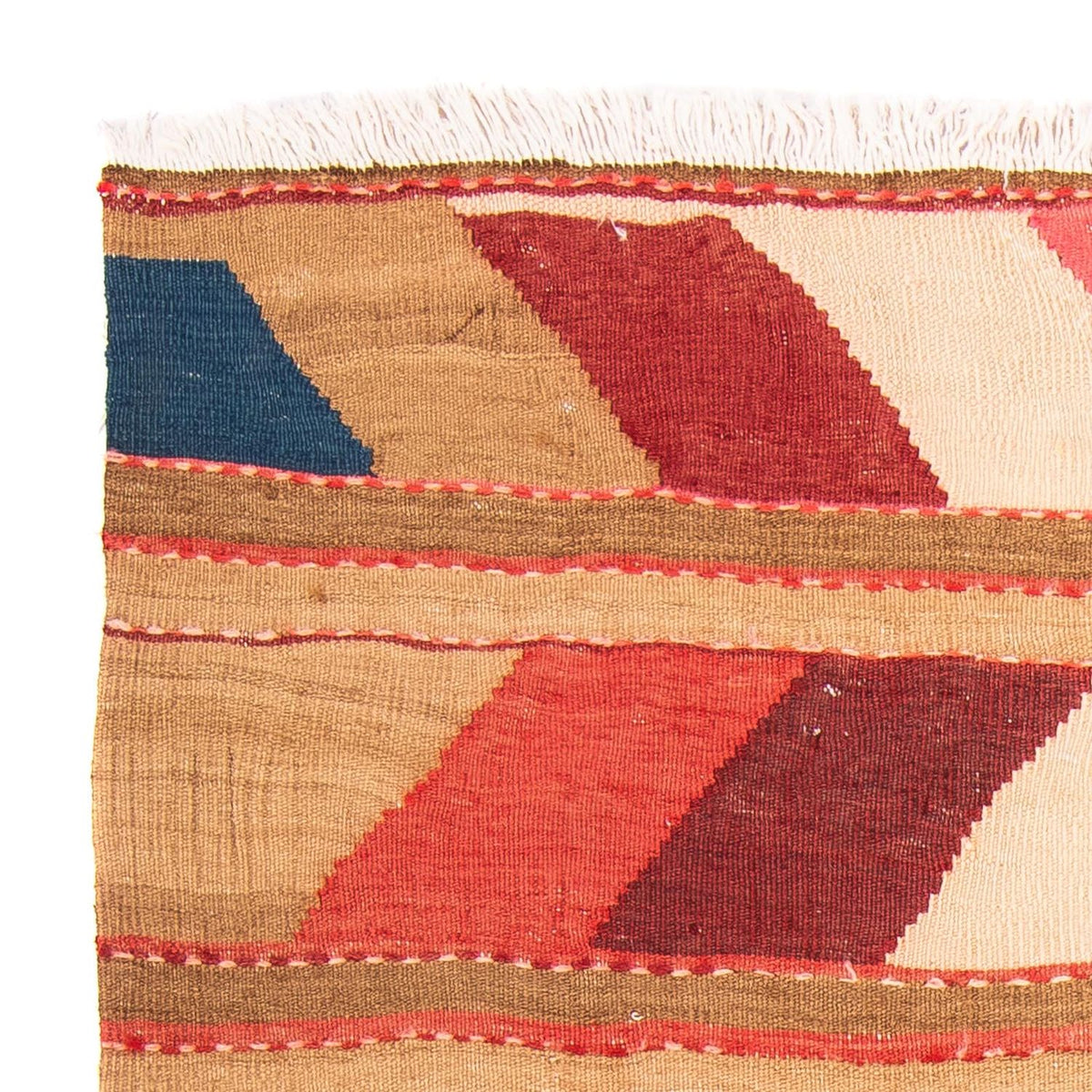 Kelim-tæppe - gammelt - 147 x 110 cm - flerfarvet