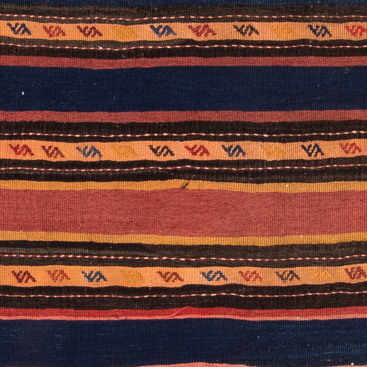 Kelim-tæppe - gammelt - 210 x 155 cm - flerfarvet