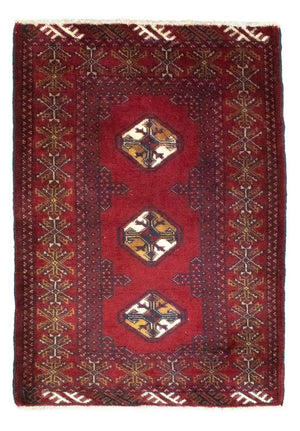 Turkaman-tæppe - 90 x 76 cm - rød