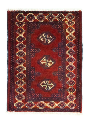 Turkaman-tæppe - 87 x 62 cm - rød