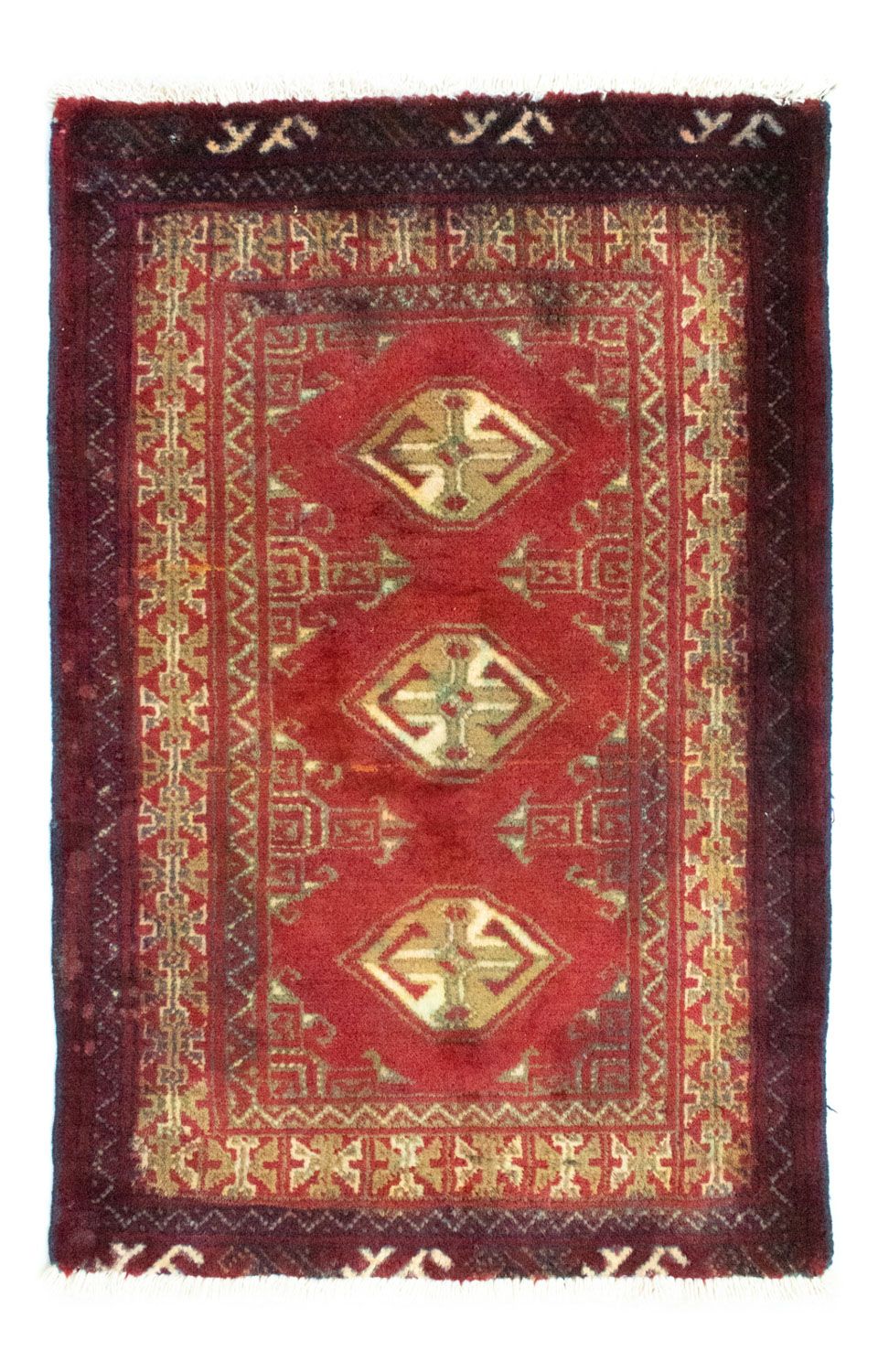 Turkaman-tæppe - 85 x 60 cm - rød