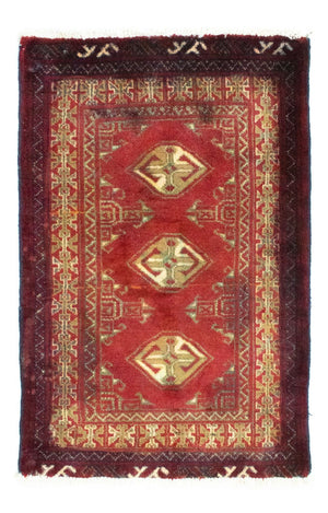 Turkaman-tæppe - 85 x 60 cm - rød