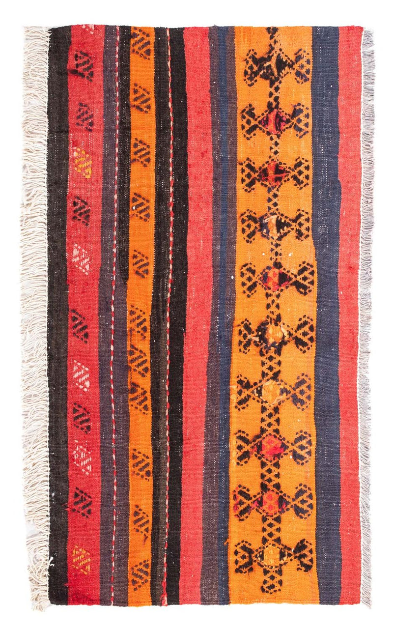 Kelim-tæppe - gammelt - 100 x 60 cm - flerfarvet