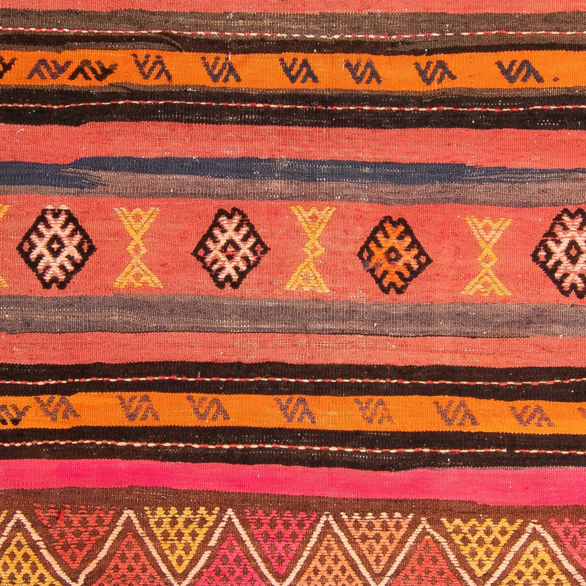 Kelim-tæppe - gammelt - 150 x 135 cm - flerfarvet