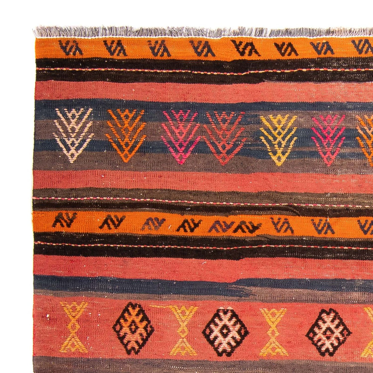 Kelim-tæppe - gammelt - 150 x 135 cm - flerfarvet