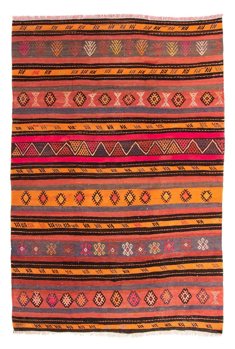 Kelim-tæppe - gammelt - 215 x 150 cm - flerfarvet
