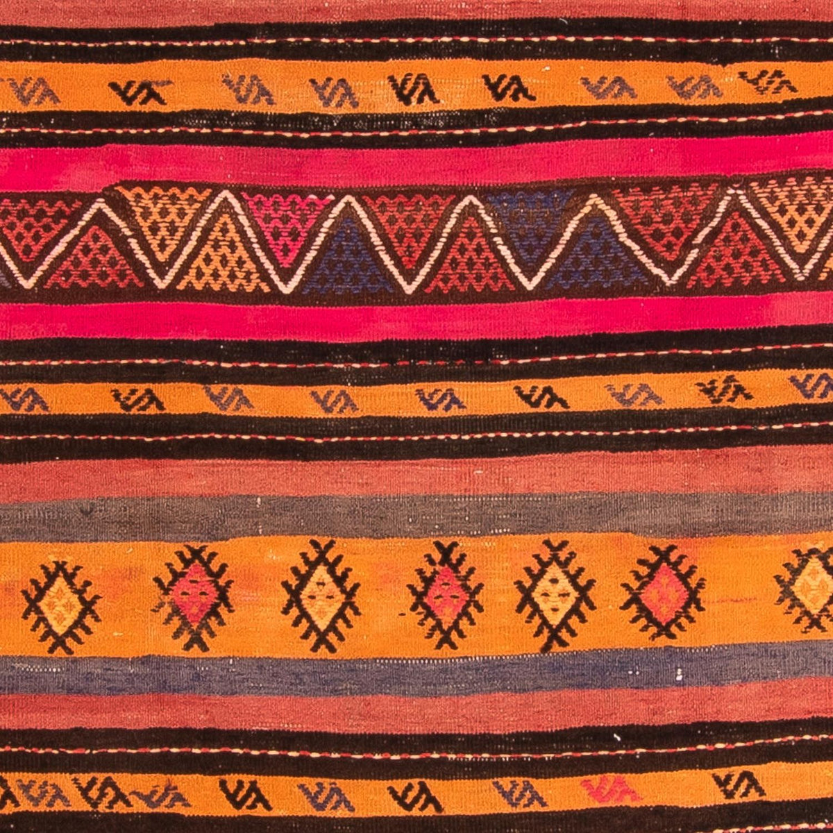 Kelim-tæppe - gammelt - 215 x 150 cm - flerfarvet