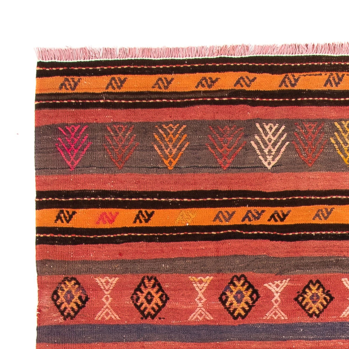 Kelim-tæppe - gammelt - 215 x 150 cm - flerfarvet