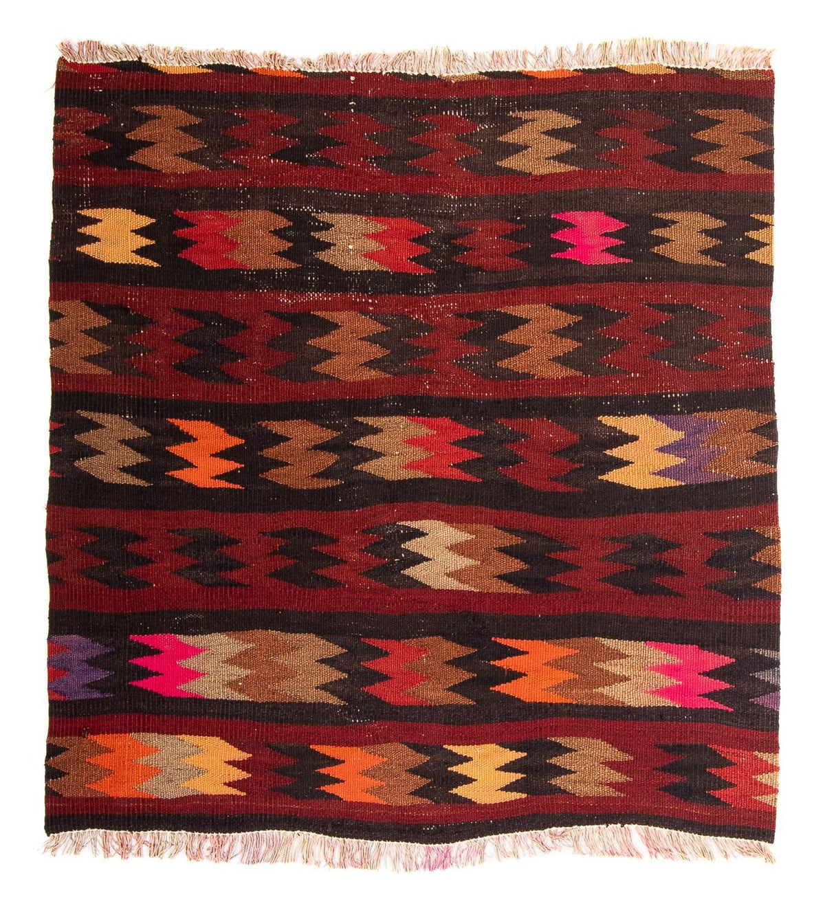 Kelim-tæppe - gammelt - 90 x 85 cm - flerfarvet