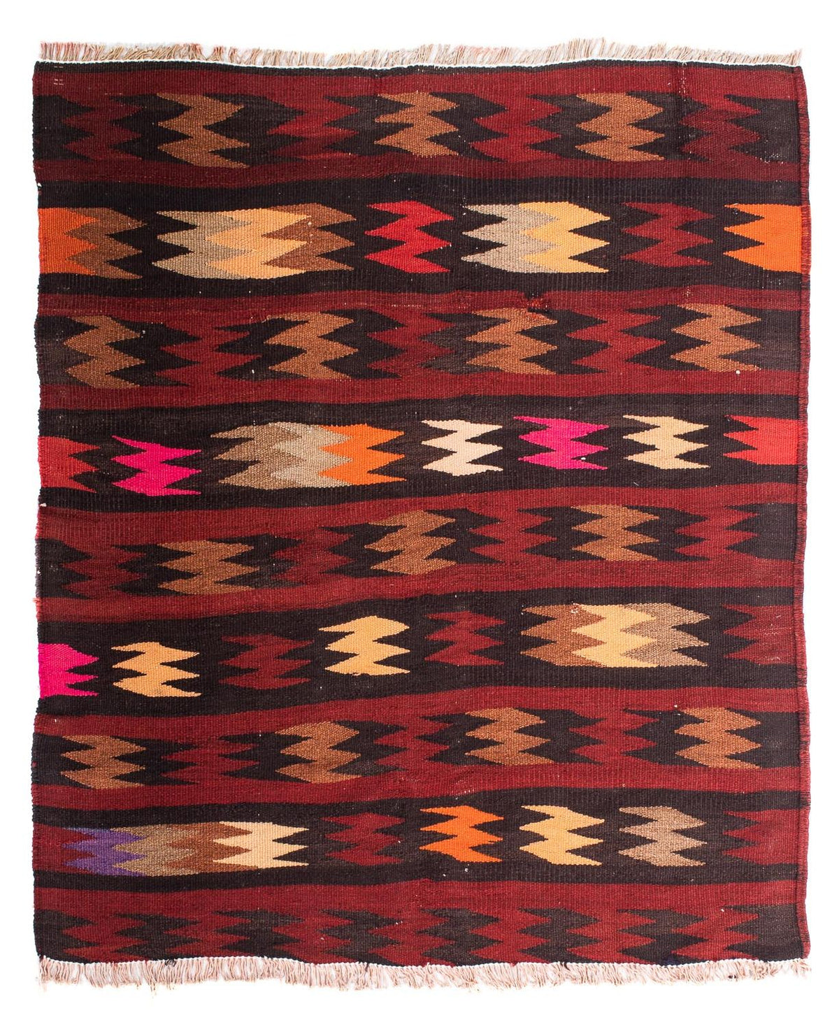 Kelim-tæppe - gammelt - 110 x 90 cm - flerfarvet