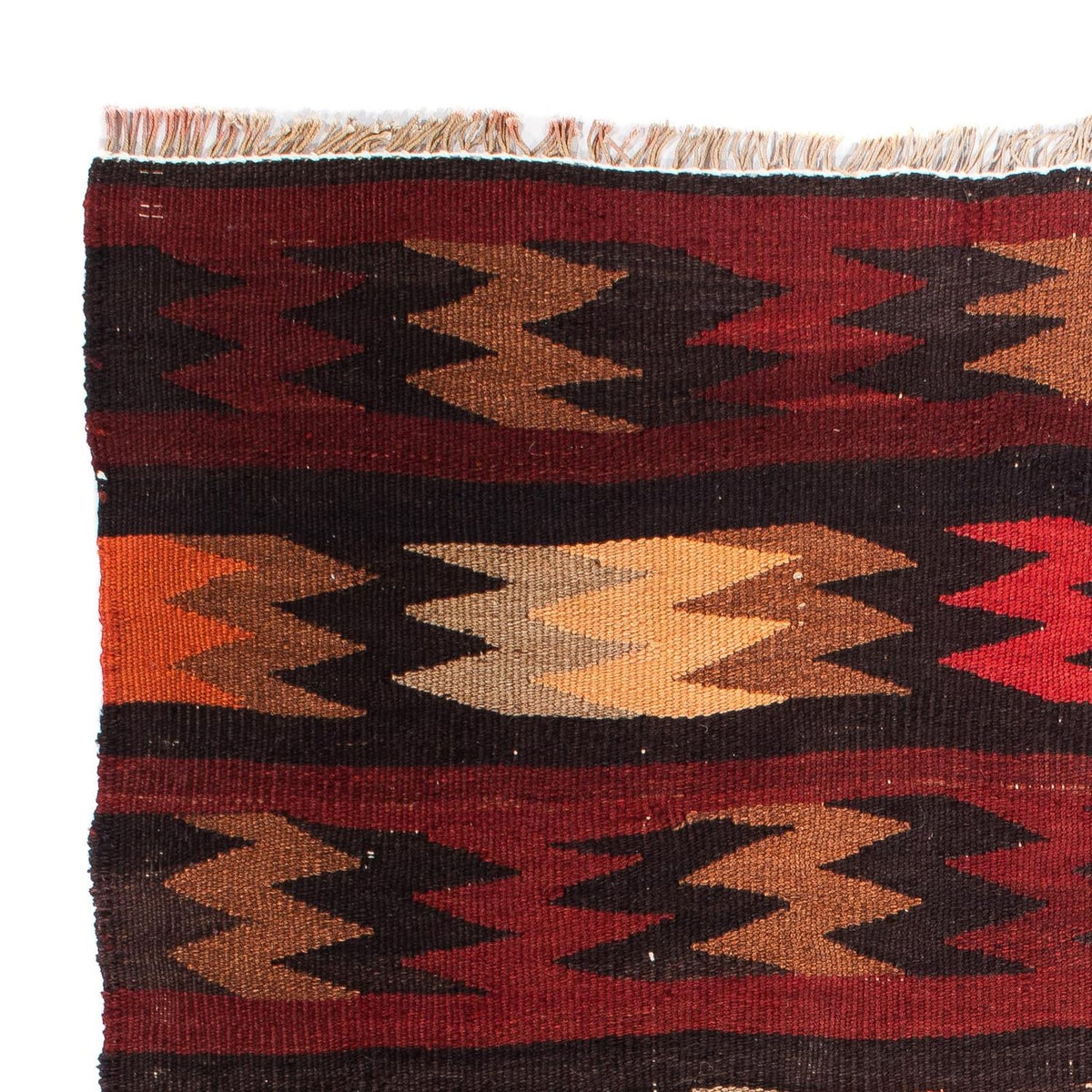 Kelim-tæppe - gammelt - 110 x 90 cm - flerfarvet